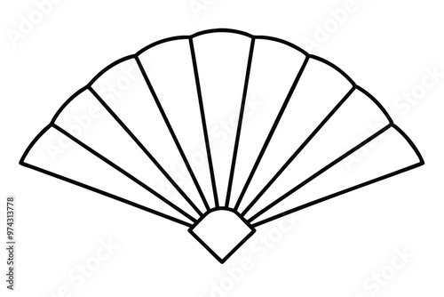 Traditional Fan line art vector illustration