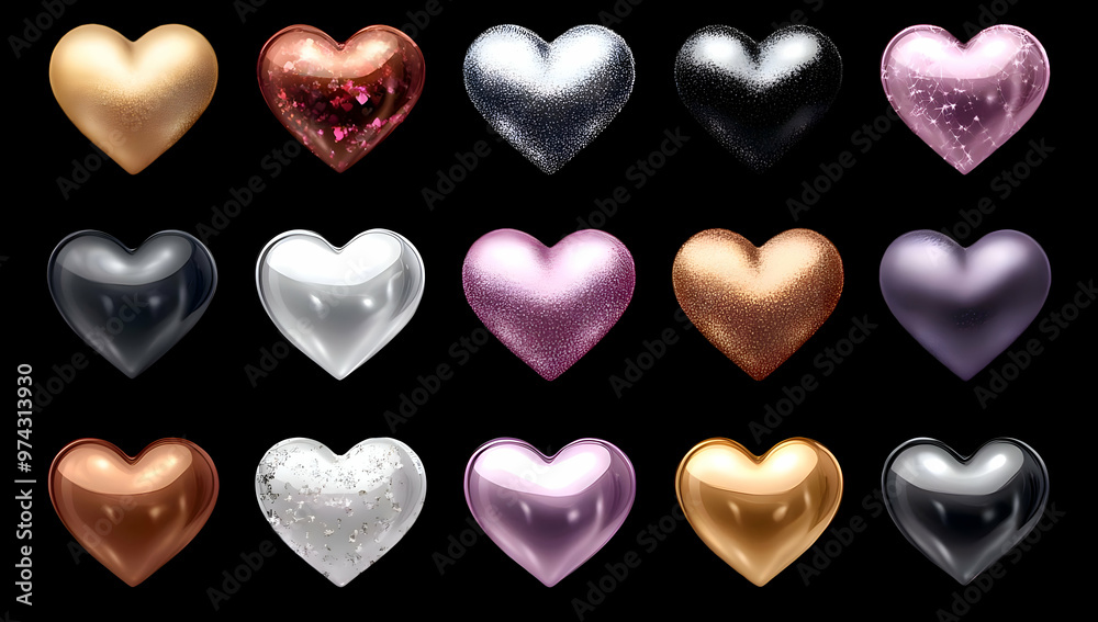 Hearts Isolated on Transparent Background,PNG, Decorated Hearts PNG , Christmas Decorations 