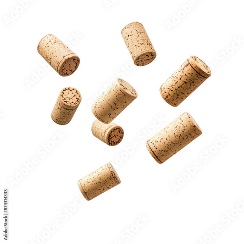 Wine Corks in Flying on isolated transparent cutout PNG Background