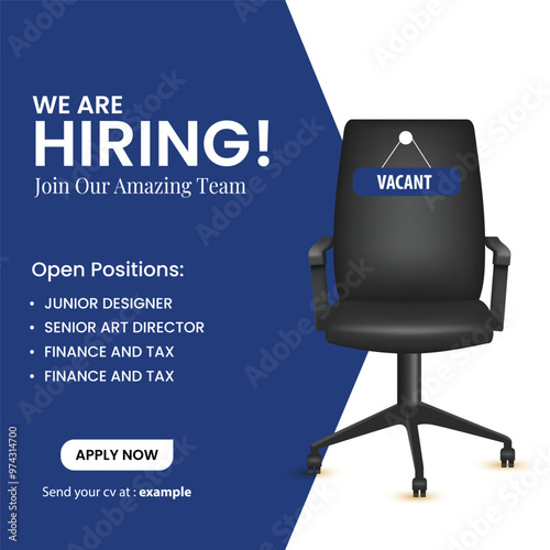 We are hiring. we're hiring creative concept. Hiring creative work. open vacancy design, Hiring social media poster design.