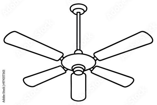 Ceiling fan running line art vector illustration