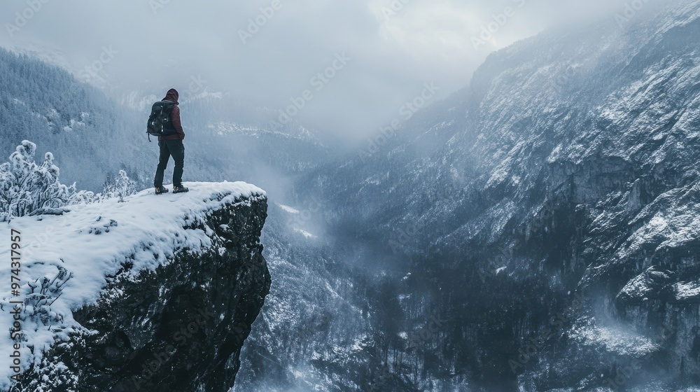 Hiker on a mountain top Hiker on a mountain top