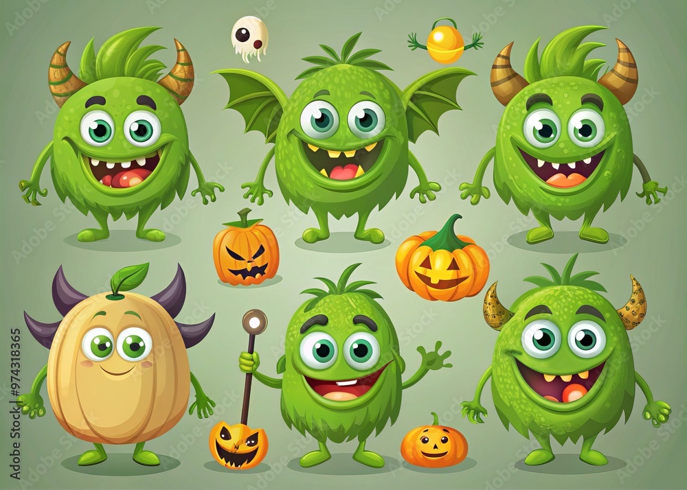 * green halloween monster design elements commercial use organic images * green halloween monster design elements commercial use organic images