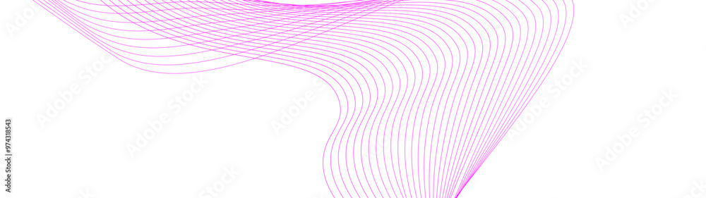 Elegant Pink Gradient Wave Lines on a White Technology Background – Abstract Striped Design with Soft Blends and Mesh Elements. banner, cover, flyer, brochure, music, AI, card. Vector Illustration
