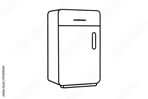 Mini Fridge line art vector illustration