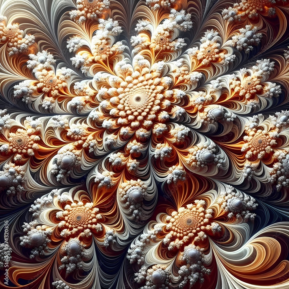 Fototapeta premium Surreal fractal patterns resembling blooming flowers
