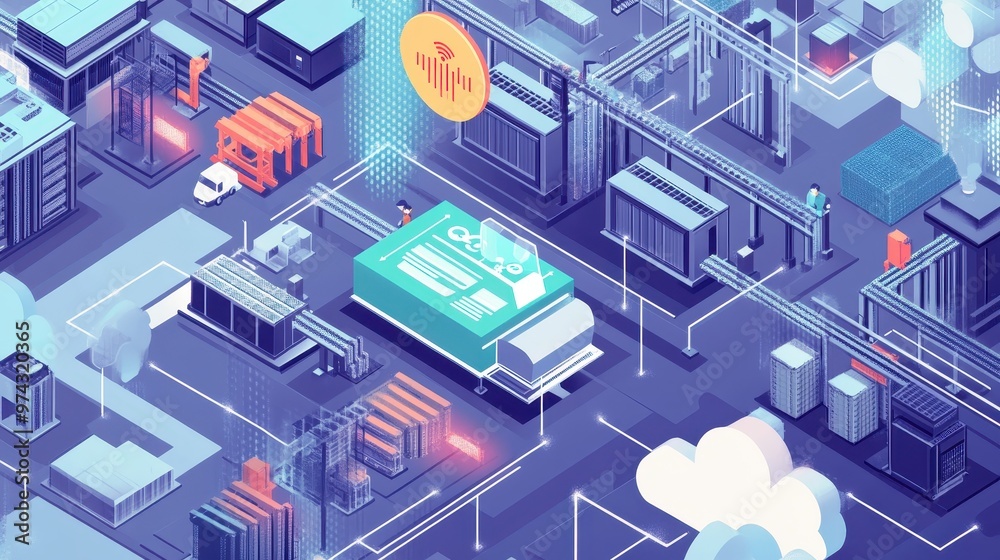 Fototapeta premium Futuristic Cityscape with Smart Technology and Data Visualization