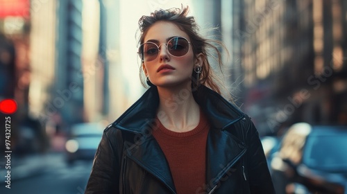 Woman in Leather Jacket