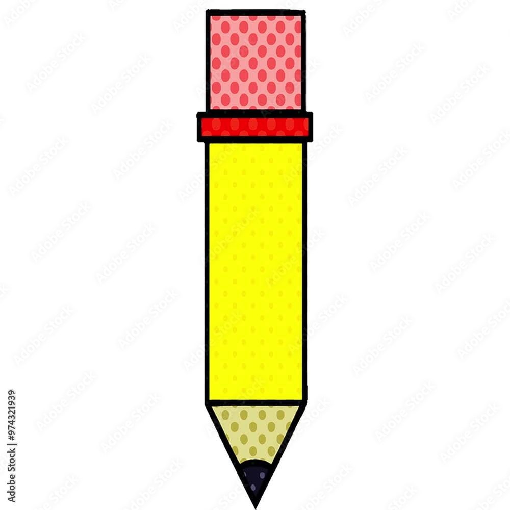 comic book style cartoon of a of a pencil