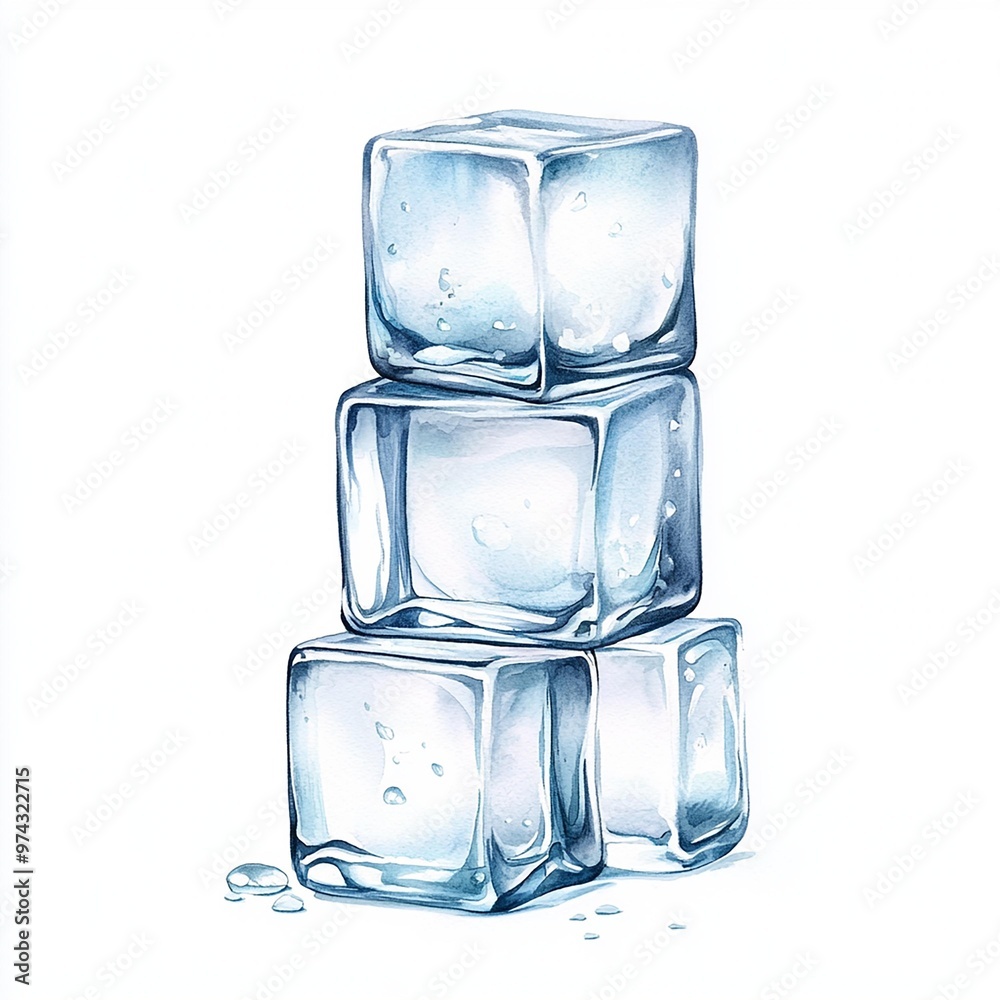 A visually appealing stack of four clear ice cubes with droplets of water, perfect for refreshing beverage imagery. A visually appealing stack of four clear ice cubes with droplets of water, perfect for refreshing beverage imagery.
