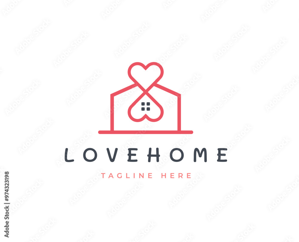 Fototapeta premium Home love house logo design concept. Charity or care logo symbol icon template