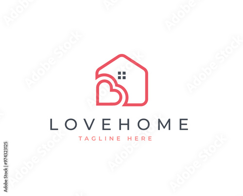Home love house logo design concept. Charity or care logo symbol icon template