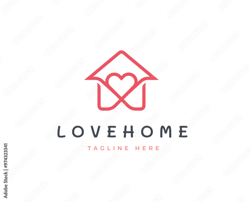 Home love icon symbol charity logo design concept Home love icon symbol charity logo design concept