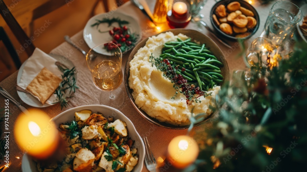 3D Thanksgiving Side Dishes: Mashed Potatoes, Gravy, and Green Beans in AR - Festive Table Setting 3D Thanksgiving Side Dishes: Mashed Potatoes, Gravy, and Green Beans in AR - Festive Table Setting