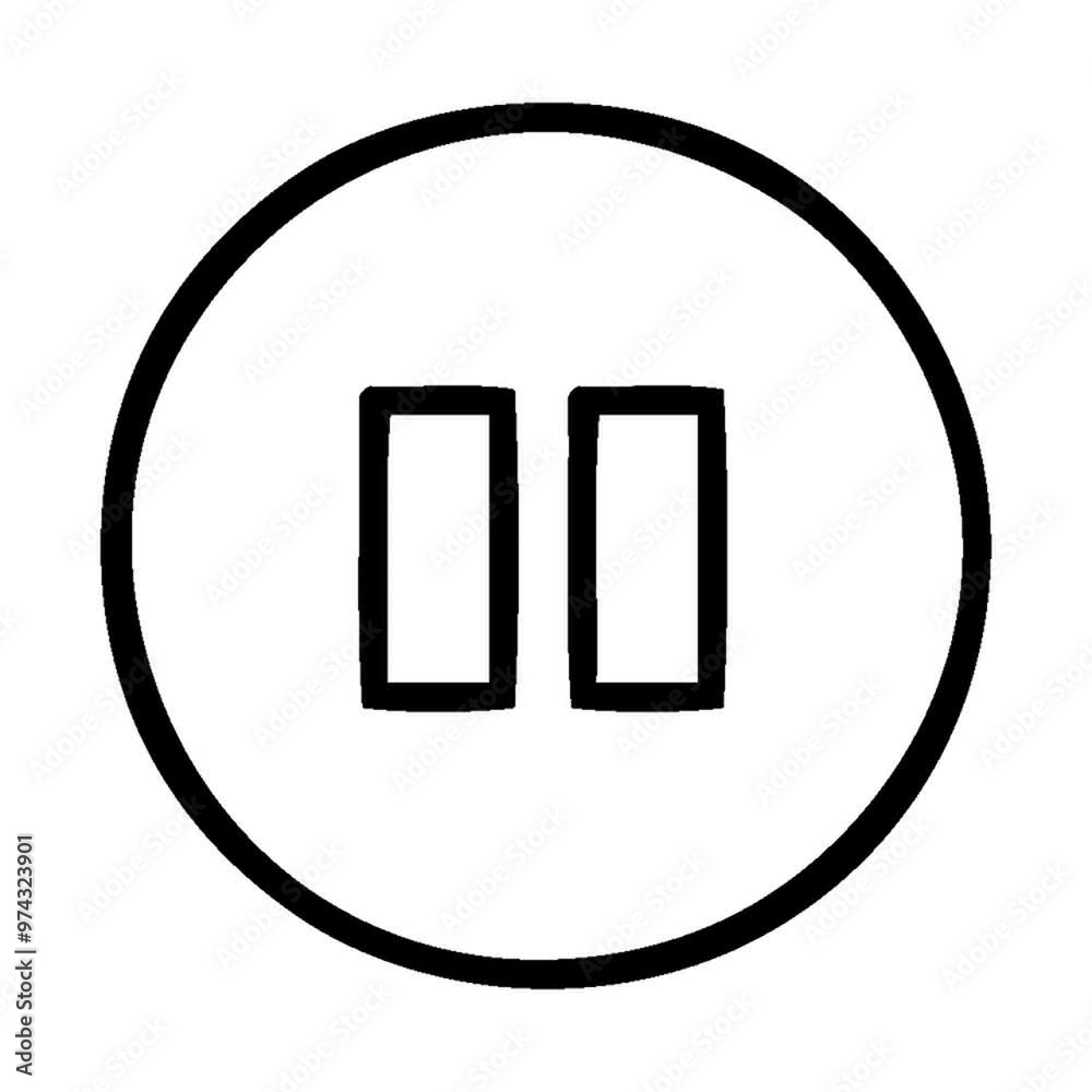 line drawing cartoon of a pause button icon line drawing cartoon of a pause button icon