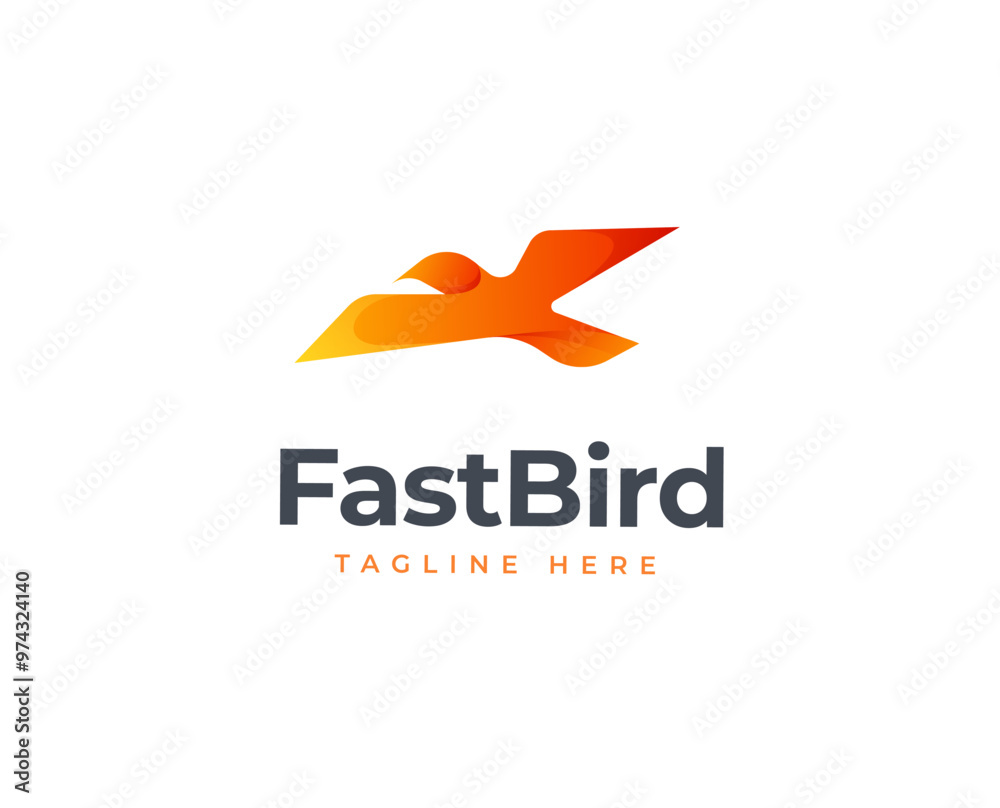 Modern flying bird logo design. Gradient stylized bird vector illustration Modern flying bird logo design. Gradient stylized bird vector illustration