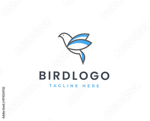 Bird minimalist logo design concept. Line art style bird vector illustrations photo