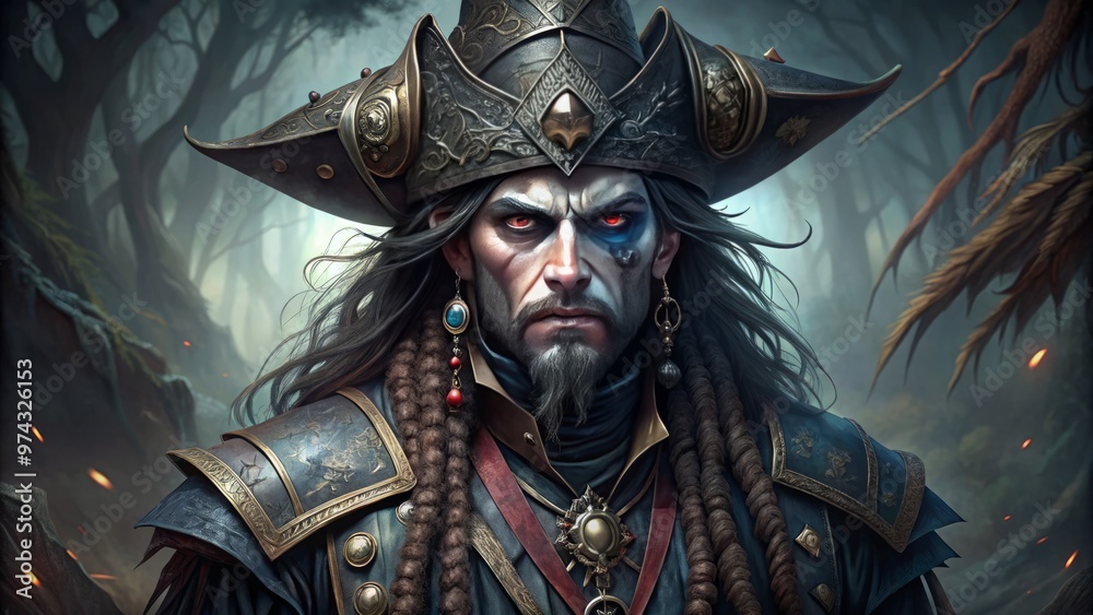 Fototapeta premium Gothic pirate character design for dark fantasy