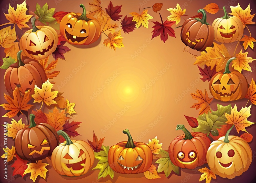Halloween border vector illustrations frightful eerie autumnal fall colors Halloween border vector illustrations frightful eerie autumnal fall colors