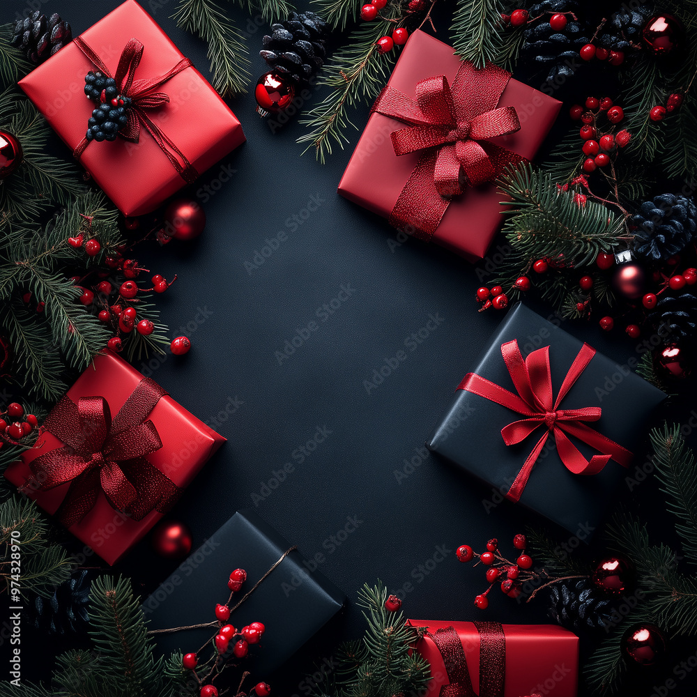 Black Friday background, Christmas background with gift boxes, top view, with empty space Black Friday background, Christmas background with gift boxes, top view, with empty space