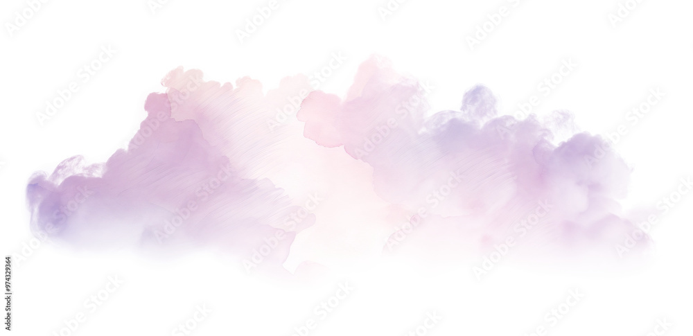 Watercolor cloud in soft pastel hues floats on a transparent background