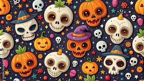 Halloween cartoon skulls for kids costume photo