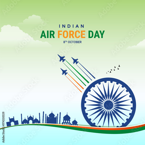 Indian Air Force Day, Air Force Day creative banner poster logo background web social media design vector illustration isolated.