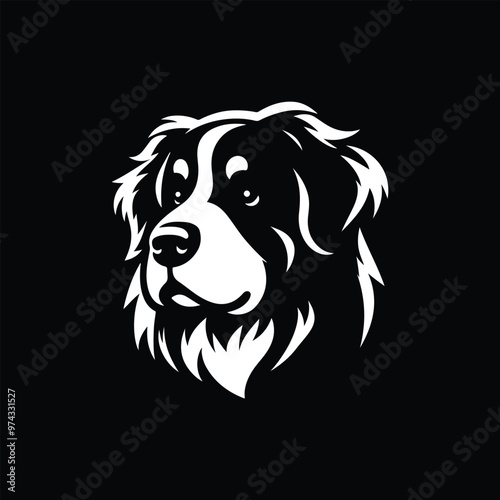 Majestic Bernese Mountain Dog Silhouette for Outdoor Adventure Logos black and white 