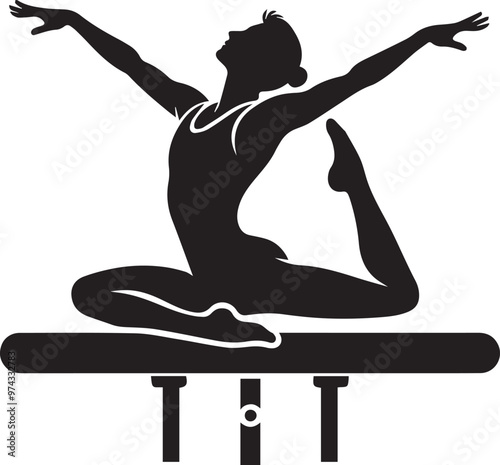 Gymnastics black silhouette vector icon, Gymnastics man and woman black vector.