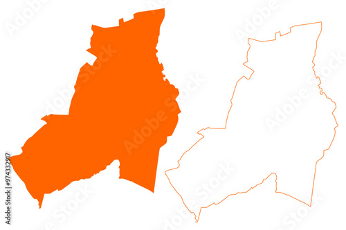 Kerkrade municipality (Kingdom of the Netherlands, Holland, Limburg province) map vector illustration, scribble sketch Kirchroa map