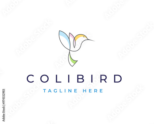 Minimalist hummingbird logo design with modern color and elegant lines style design vector illustration photo