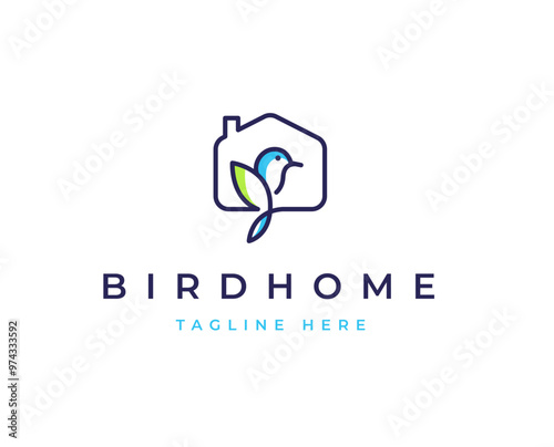 Minimalist birdhouse logo design with clean and elegant lines style design vector illustration