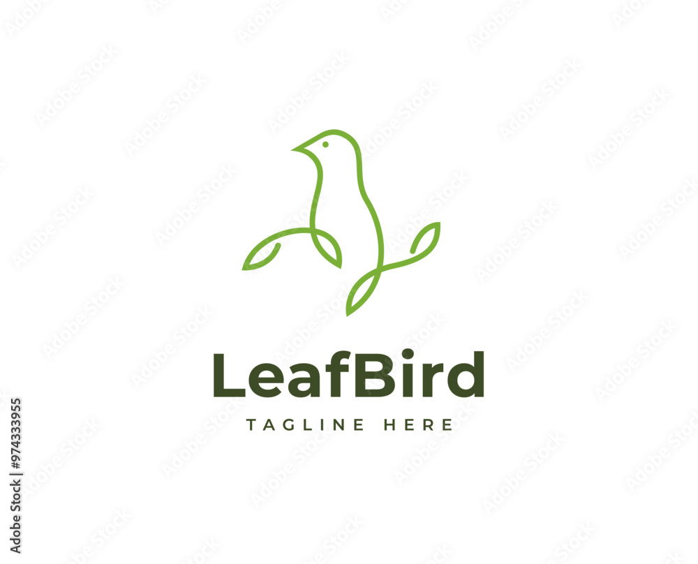 Minimalist bird and leaf symbol logo design with clean and elegant lines style design vector illustration Minimalist bird and leaf symbol logo design with clean and elegant lines style design vector illustration