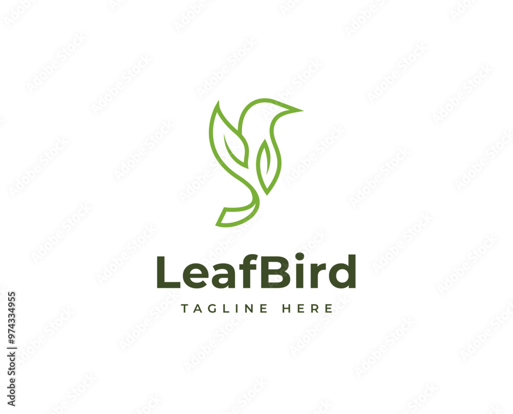 Abstract line bird and leaf symbol logo design with clean and elegant lines style design vector illustration Abstract line bird and leaf symbol logo design with clean and elegant lines style design vector illustration