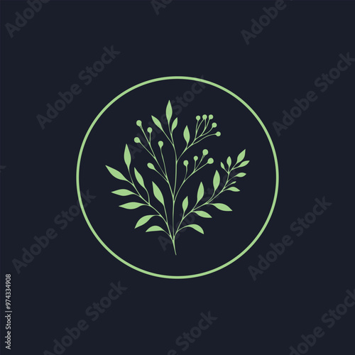 Delicate Floral Line Vector Logo Design