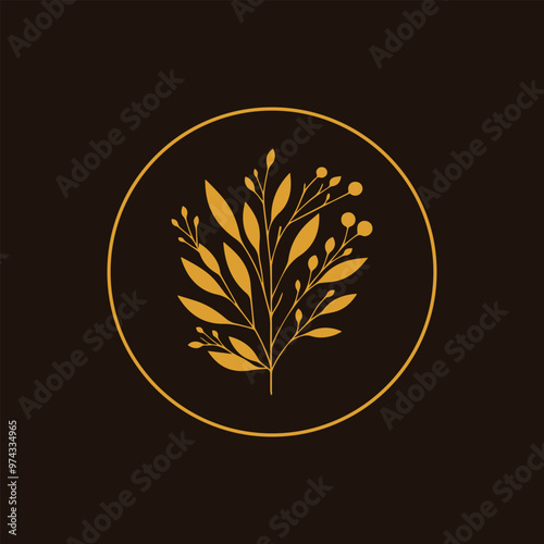Elegant Leaf Line Art Vector Logo Design
