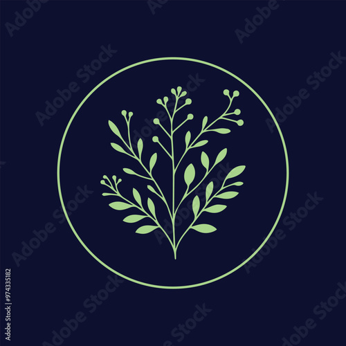 Minimalist Botanical Emblem Logo Design