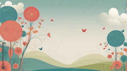 Illustration of season vintage floral background