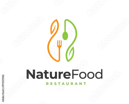 Restaurant logo design with fork and spoon element illustration