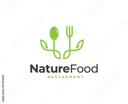 Restaurant logo design with fork and spoon element illustration