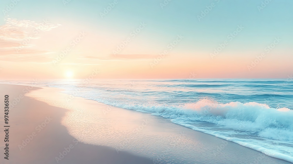 A serene beachscape at sunrise, showcasing soft waves, pastel skies, and a tranquil atmosphere perfect for relaxation. A serene beachscape at sunrise, showcasing soft waves, pastel skies, and a tranquil atmosphere perfect for relaxation.