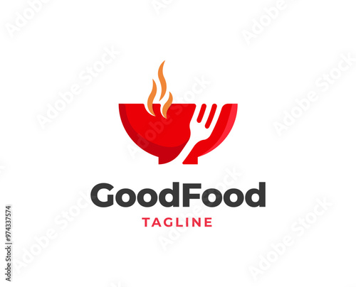 Restaurant logo design with fork icon element illustration