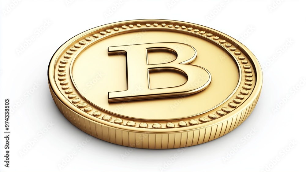 B coin isolated on white B coin isolated on white