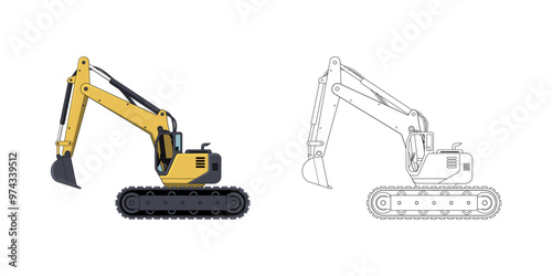 Excavator Vehicle Cartoon Design Illustration vector eps format suitable for your design needs logo illustration animation etc