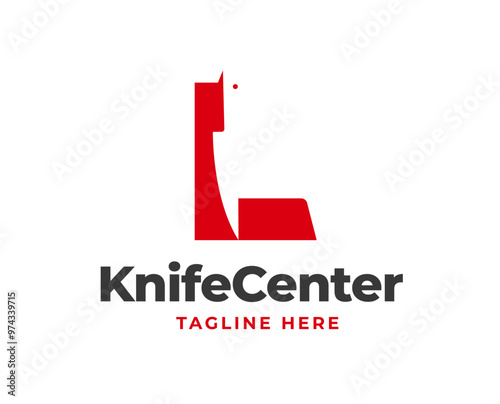 Simple letter L logo template with knife symbol element vector illustration