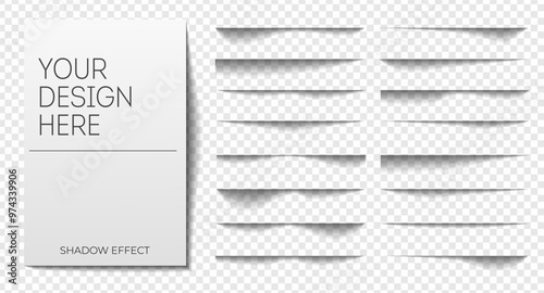 Set of realistic shadow effect different shapes page separation