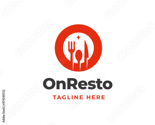Initial letter O logo with food equipment icon for restaurant logo vector illustration