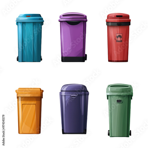 Set of various modern Indoor garbage on isolated transparent cutout PNG Background