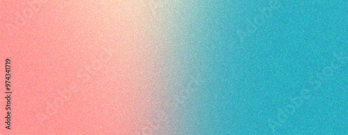 Abstract grainy gradient background with cyan and red colors, noise effect, banner poster cover design.