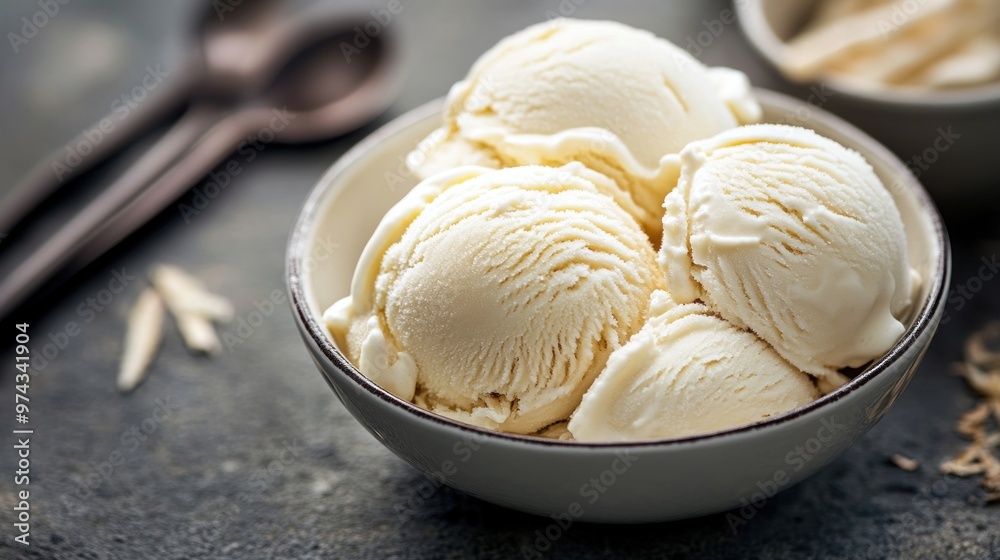 Vanilla Ice Cream in Bowl Vanilla Ice Cream in Bowl